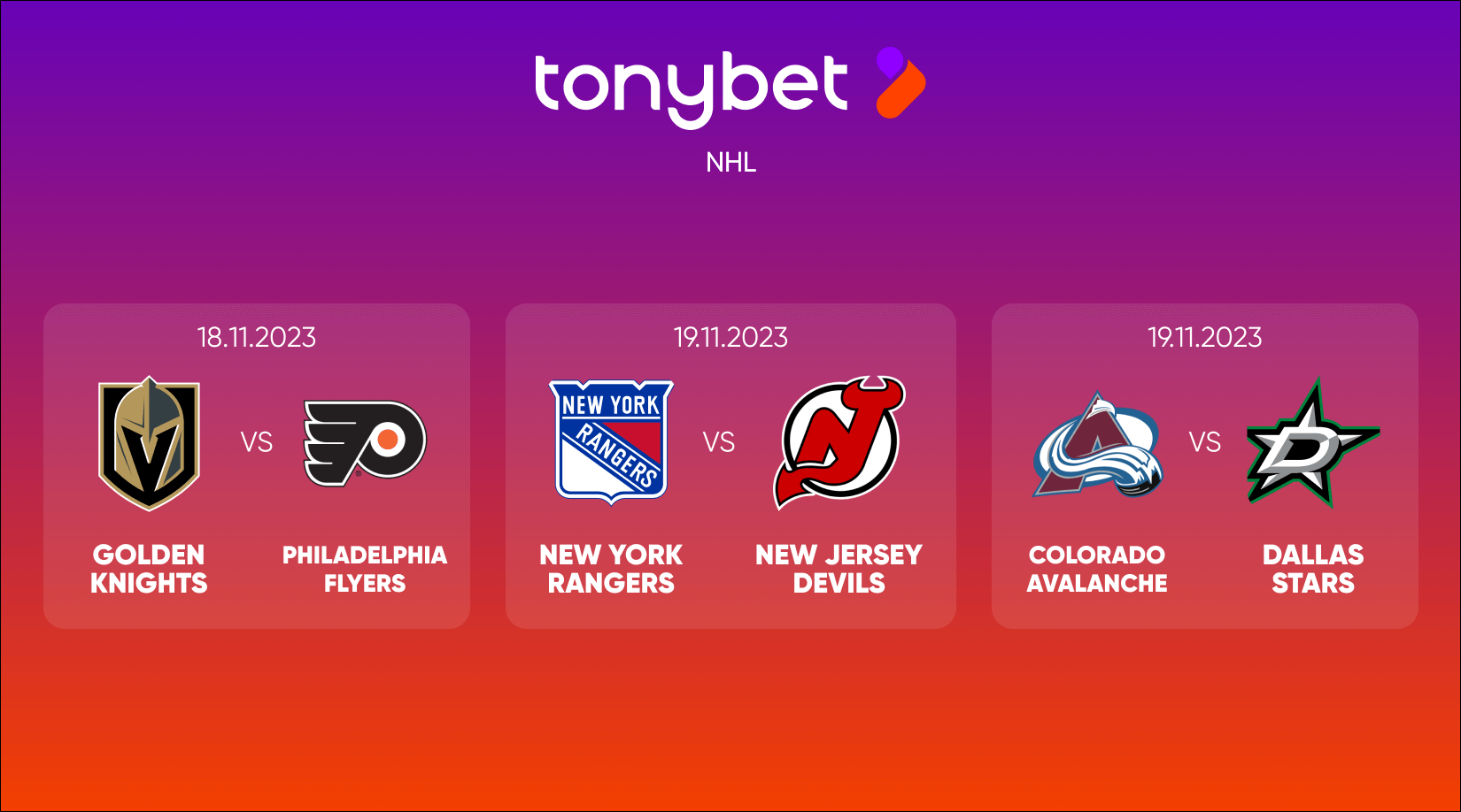 NHL Weekly predictions. Golden Knights vs Flyers, Rangers vs Devils, Avalanche vs Stars
