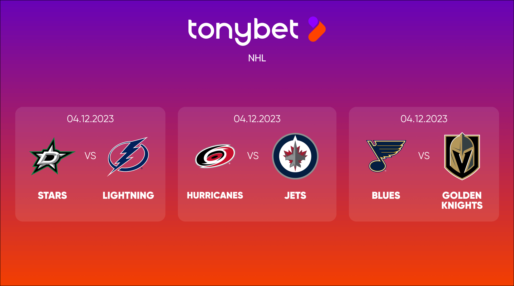 NHL. Midweek preview. Top 3 Midweek Matches. Stars vs Lightning, Hurricanes vs Jets, Blues vs Golden Knights
